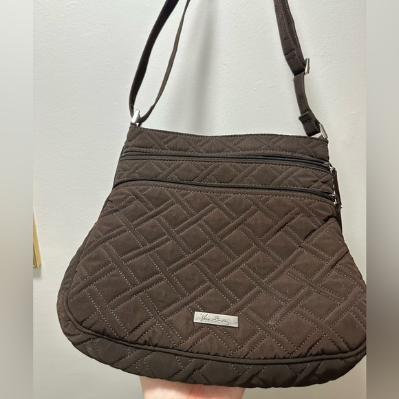 Vera Bradley Triple Zip Microfiber Quilted Espresso Crossbody - Picture 5 of 15